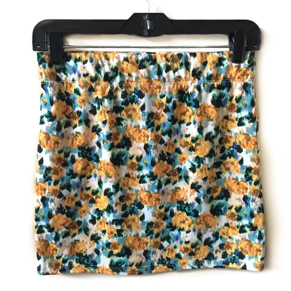 PacSun Nollie Yellow Floral Mini Skirt Medium Orange New Night Out Spring